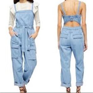 ⭕️ Free People - Go West Denim Overalls Jumpsuit